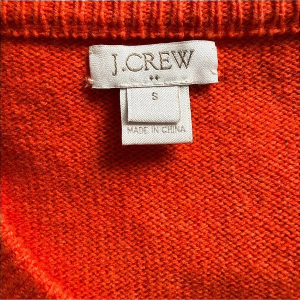 J. Crew Orange Tangerine Wool Blend Crew Neck Flared Cuff Sleeve Sweater Size S